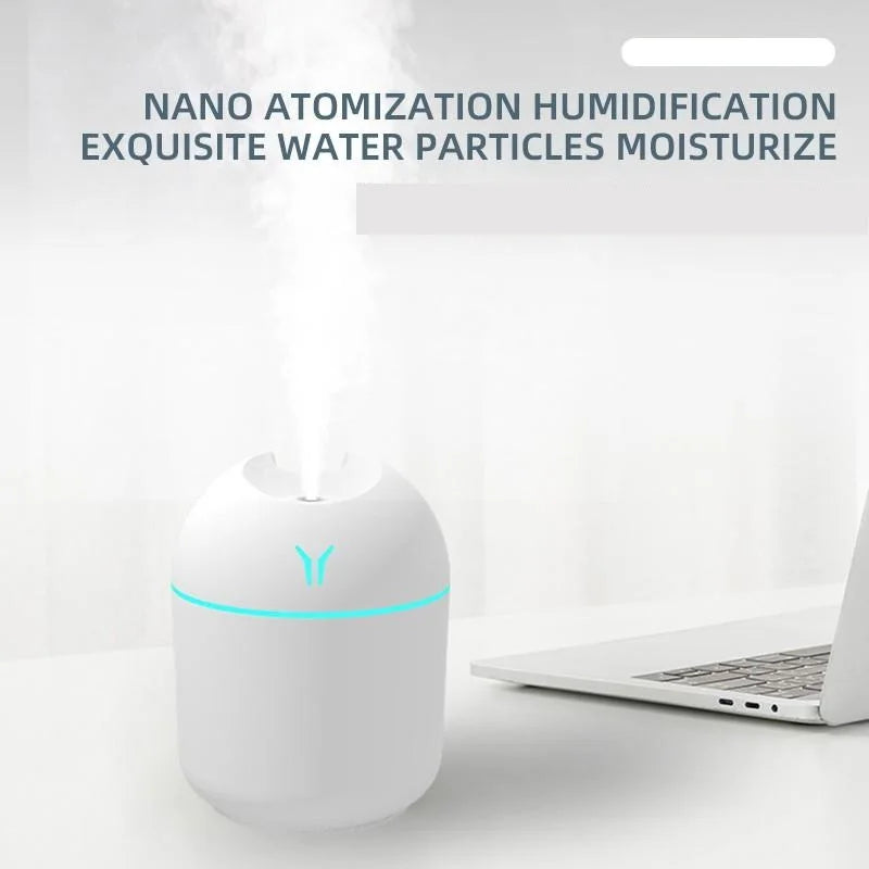 Mini humidificateur d'air USB 250ML, diffuseur d'huile essentielle et d'arôme pour maison et voiture, brumisateur ultrasonique silencieux avec lampe de couleur LED