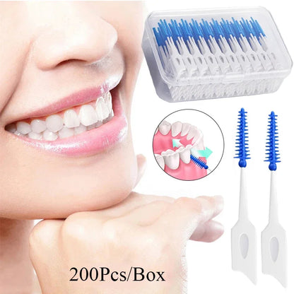 Brosses interdentaires en Silicone, cure-dents dentaires entre les dents, cure-dents en Silicone avec fil, outil de nettoyage buccal, 150/200 pièces