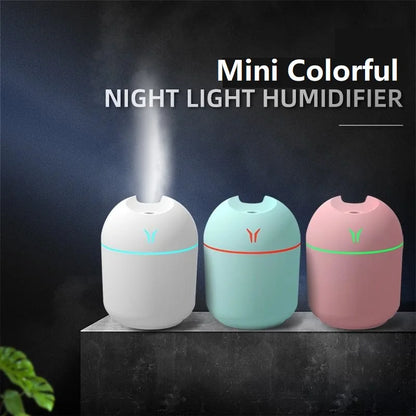 Mini humidificateur d'air USB 250ML, diffuseur d'huile essentielle et d'arôme pour maison et voiture, brumisateur ultrasonique silencieux avec lampe de couleur LED