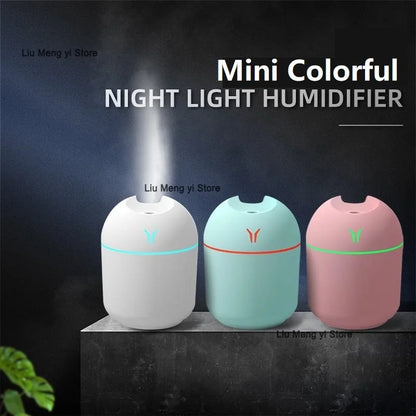 Mini humidificateur d'air USB 250ML, diffuseur d'huile essentielle et d'arôme pour maison et voiture, brumisateur ultrasonique silencieux avec lampe de couleur LED