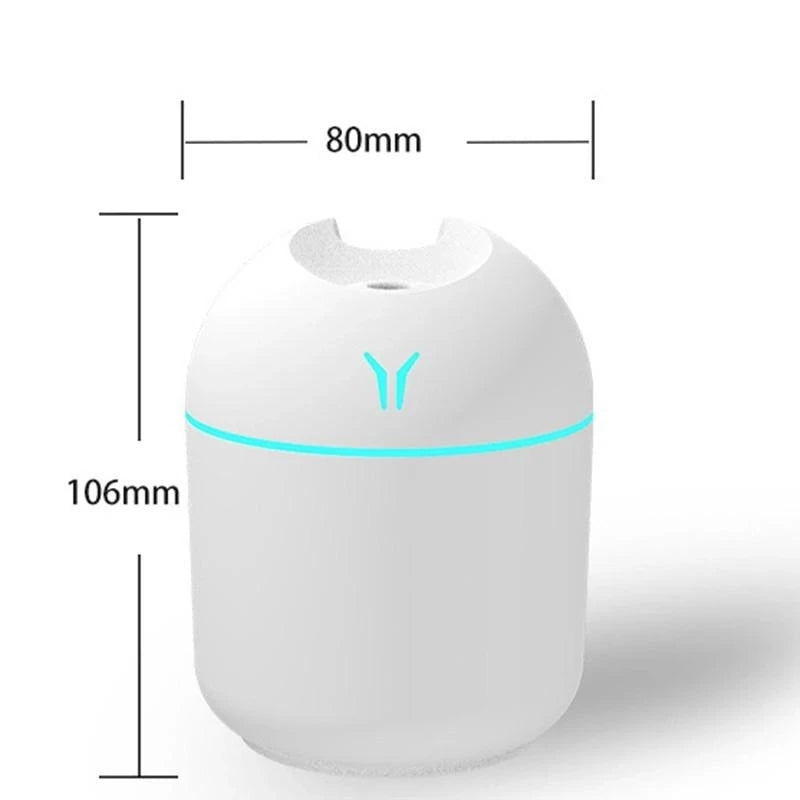 Mini humidificateur d'air USB 250ML, diffuseur d'huile essentielle et d'arôme pour maison et voiture, brumisateur ultrasonique silencieux avec lampe de couleur LED