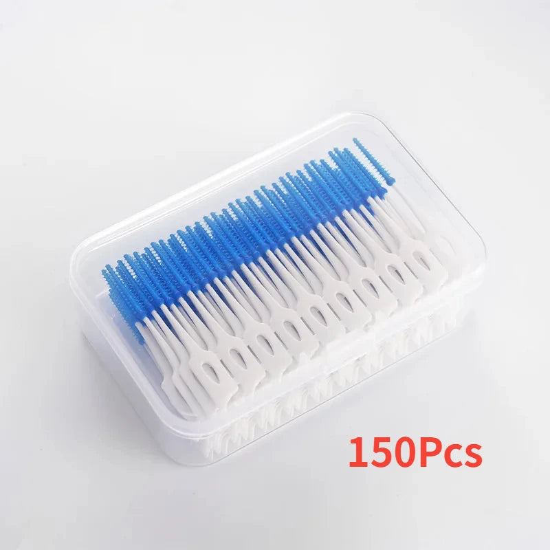 150/200pcs Interdental Silicone Brushes Dental Toothpicks Brush Between Teeth Silicone Toothpicks With Thread Oral Cleaning Tool