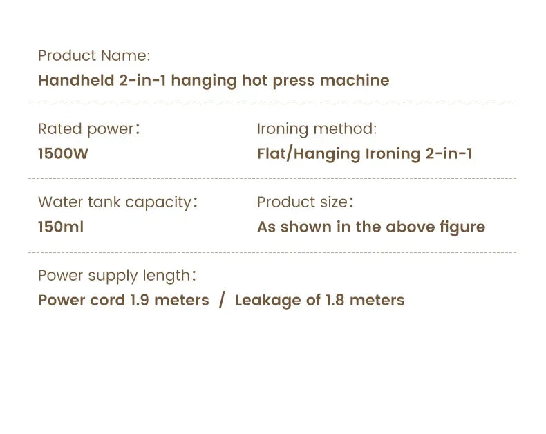 Machine à repasser à la main à la main 1500W Machine à repasser à main à plier pour vêtements Machine à repasser verticale portable à chaleur rapide pour vêtements