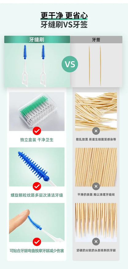 Brosses interdentaires en Silicone, cure-dents dentaires entre les dents, cure-dents en Silicone avec fil, outil de nettoyage buccal, 150/200 pièces