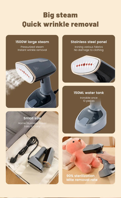 Machine à repasser à la main à la main 1500W Machine à repasser à main à plier pour vêtements Machine à repasser verticale portable à chaleur rapide pour vêtements